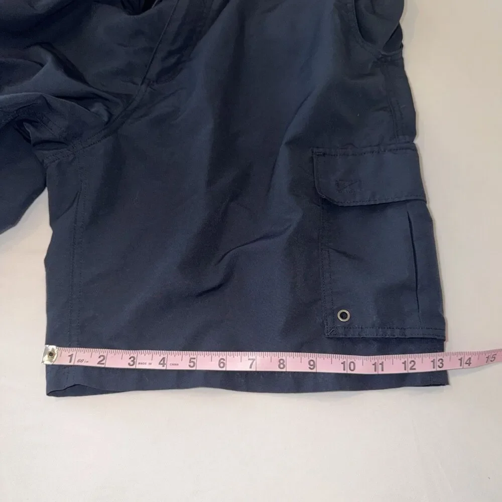 Lands End Shorts Mens XL 40-42 Blue Cargo Hiking Outdoor Swim Liner Belted Clasp